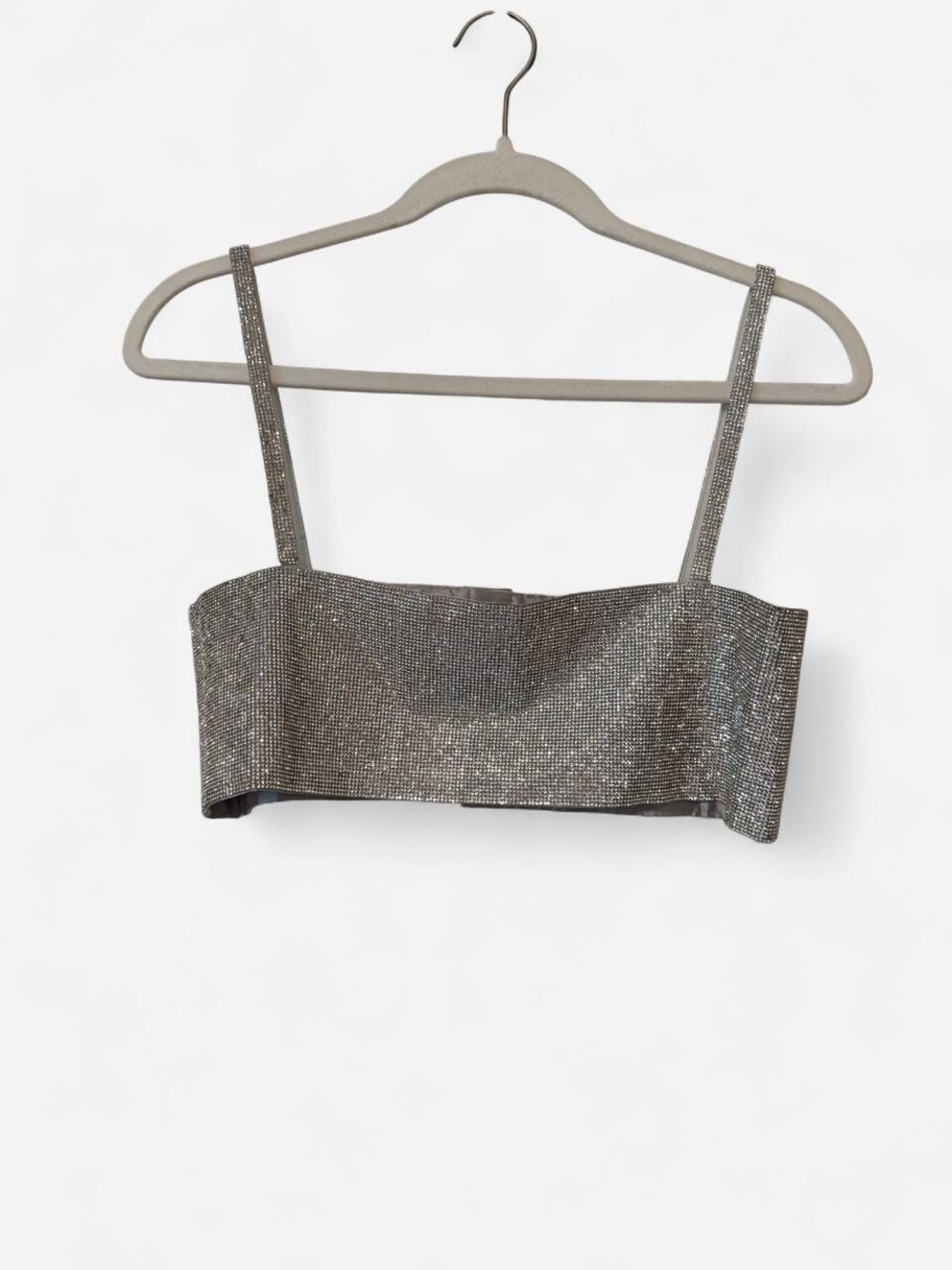Sparkle Crop Tank Top in Metallic Gray